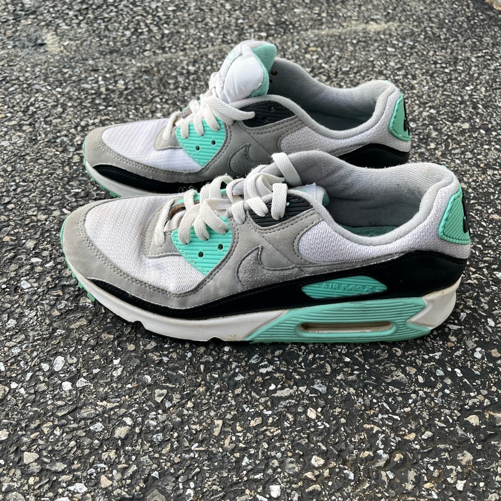 Nike Air Max 90s Gray and Teal - Picture 2 of 5